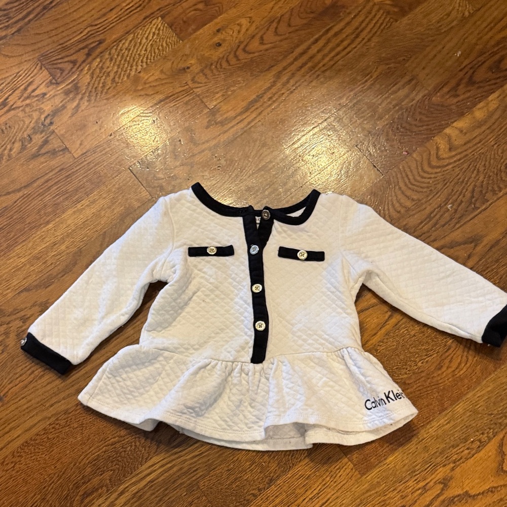 Calvin Klein Cream and Black Kids Blouse size 24m